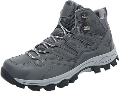 Vandringsskor herr dam lätta knöChelhigh sneakers utomhusskor – platta halkfria vandringsskor sportskor med snörning bekväma promenadskor löparskor för vandring arbete camping, Mörkgrå, 38 EU