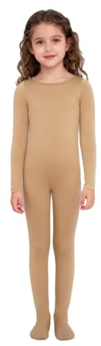 inlzdz Mädchen Thermo Overall Langarm Gymnastikanzug Jumpsuit mit Füße Ganzkörperanzug Warm Kinder Ballett Tanz Outfit