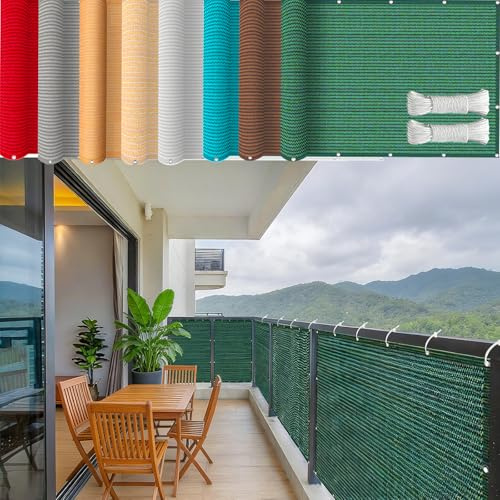 Rete Ombreggiante Occhiellato 0.75 x 9 m, Protezione Della Privacy, Protezione Uv, Antivento Antipioggia, Facile da Pulire, Recinzione Schermo Balcone per Balcone, Verde