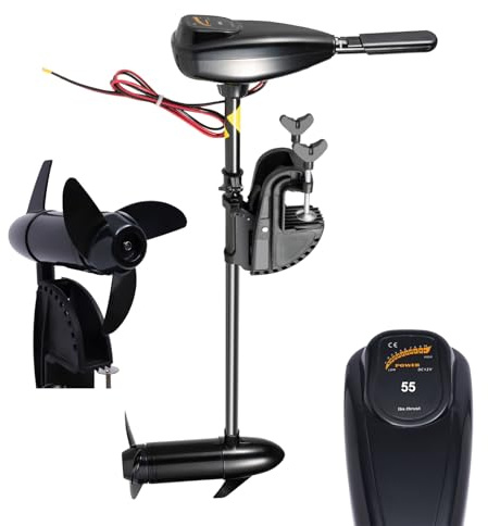 Deinungen 55LBS Elektrisch Außenborder, 1850kg Zugkraft,5V/3R Gängen | 800W 12V Elektrischer Unterwasser-Außenbordmotor,1.2PS Bootsmotor,Elektromotor Schlauchboot für Kajak/Boote