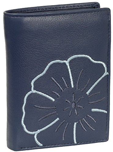 Ledershop24 Branco Leder Geldbörse Portemonnaie Damenbörse Damen Geldbeutel Blau - Hochformat