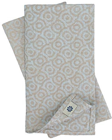 Linen & Cotton 4 x Stoffservietten Servietten Stoff Leinenservietten Cervo -100% Leinen, Hellblau/Beige - Ornamente (47 x 47cm) für Hochzeit Gastronomie Hotel Restaurant Cafe Dinner Party Fest