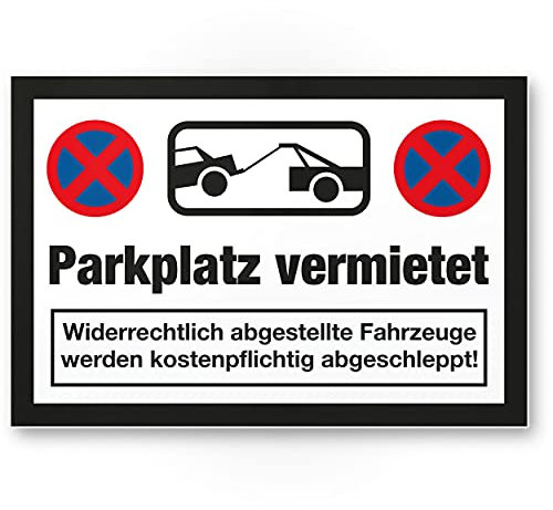 Komma Security Parkplatz vermietet Schild 30 x 20 cm Parkverbot Schild Parken Verboten Hinweisschild Privatparkplatz reserviert - freihalten Parkplatzschild vermietet - Falschparker