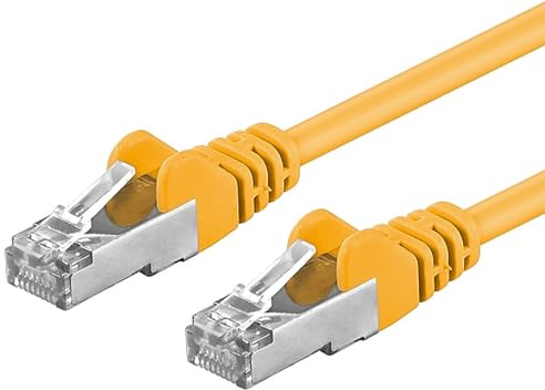 PremiumCord Câble Patch, CAT6a, 10Gbit/s, S/FTP, PIMF, Ethernet, LAN, Rapide, Flexible et Durable, RJ45, AWG 26/7, Câble en Cuivre 100% CU, Jaune, 5m