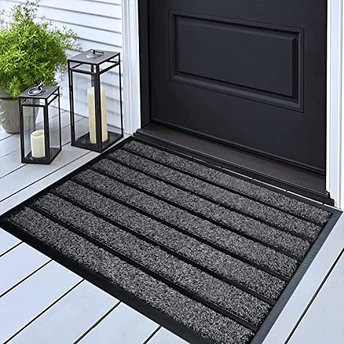 ubdyo Door Mats Indoor - Extra Durable Dirt Trapping Indoor Mats - Non-slip Rubber Rubber Door Mat - Low Profile Welcome Mat Outdoor - (43 x 76 cm, Bright Grey)