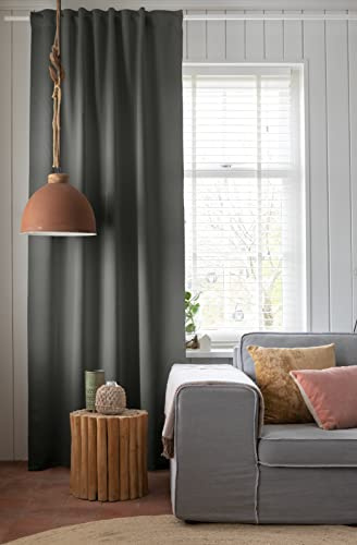 Elbersdrucke Gardine mit verdeckten Schlaufen Midnight 07 grau verdunkelnd 255 x 140 cm Verdunklungsvorhang für Wohnzimmer Schlafzimmer Schlaufenbandschal