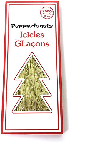 PEPPERLONELY 2000 Strands Icicles Tinsel Tree Christmas Decorations, Gold