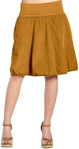 Caspar RO004 Damen Cord Rock Knielang, Farbe:Curry, Größe:L-XL
