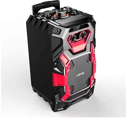 LEICKE Altoparlante Bluetooth Grande, cassa Audio DJ, Grande Musica, USB, Radio FM, Connessione Chitarra, Impianto Karaoke, Cassa Trolley LED (EP18176)