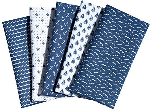 Taschentücher aus Stoff, waschbare, wiederverwendbare Öko Stoff-Taschentücher aus Baumwolle, 5 Stück - Made in Germany (Leichtmatrose)