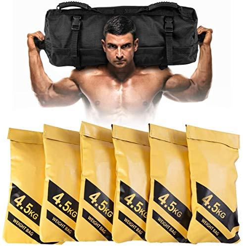 RELAX4LIFE Sandbag 4,5-27 kg, Gewichtssack mit 6 Gummigriffe, Trainingssandsack inkl. Oxford-Tasche, Sandsack einstellbar, Force Bag Functional für Krafttraining Fitness Gewichtheben