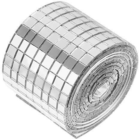 HEALLILY Mosaik Spiegelfliesen Aufkleber Glas Spiegel Mosaiksteine Mosaikfliesen Wandaufkleber Spiegelmosaik Selbstklebende Spiegel Mosaik Abziehbilder für Bastelarbeiten 100x4cm
