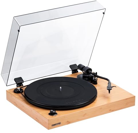 Fluance RT82 Reference High Fidelity Vinyl Turntable Record Player with Ortofon OM10 Cartridge, Speed Control Motor, High Mass MDF Wood Plinth, Vibration Isolation Feet - Bamboo