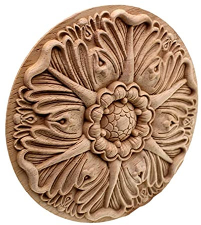 Dekorative Holzapplikationen, Schnitzrahmen, Möbel, Schranktüren, nautische Heimdekoration, Holzfigur, Blumen-Muster, Schnitzerei, 10 cm