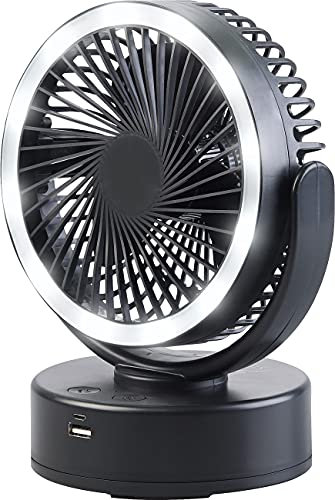 Sichler Haushaltsgeräte 3in1-Akku-Camping-Ventilator; LED-Licht; USB-Powerbank; Ø 16cm; 130 lm