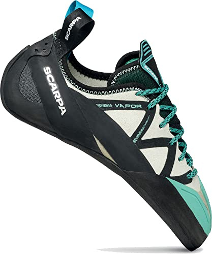 SCARPA Women's Vapor Lace Rock Climbing Shoes - Dust Gray/Aqua - 6.5