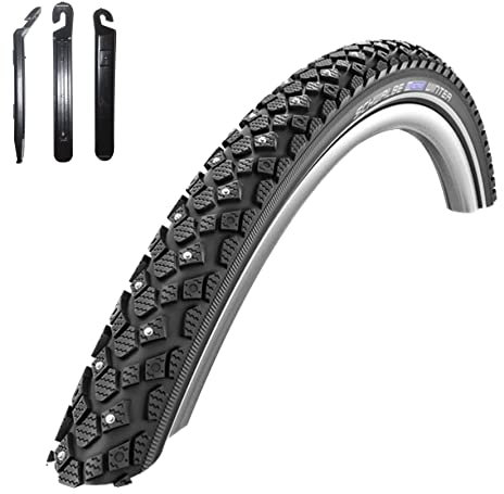 Angebot-Set / 1 x Schwalbe Winter K-Guard Fahrradreifen mit Reflex in Schwarz 40-635 (28 x 1 1/2) inkl. 3 Reifenheber