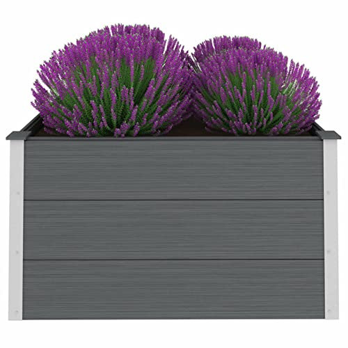 Chusui Garten-Hochbeet, Hochbeet Balkon, Pflanztisch, Kräutergarten, Kräuterbeet, Kräuterspirale, Blumenkasten, Pflanzkasten, WPC 100 x 100 x 54 cm Grau