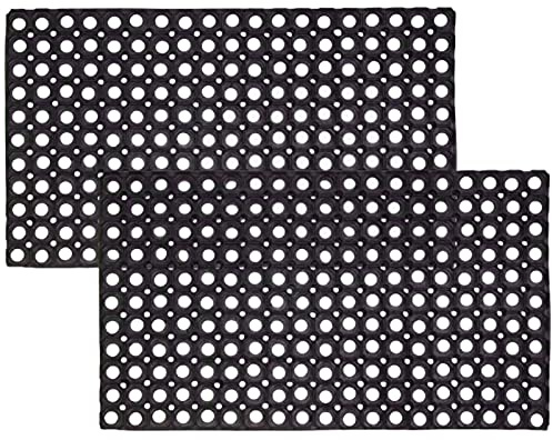 VL Rubber Door Mat 50x100cm – Textured Drainage Door Mats Outdoor with Quick-Dry Channels – Multi-Purpose Outdoor Mat for Entryway, Garden, Mudroom, Shed or Porch (Pack of 2)