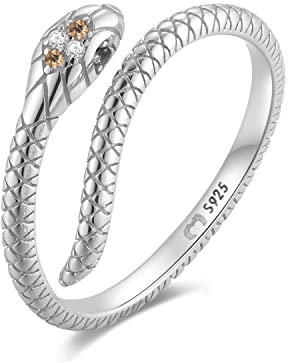 Anillo de Plata de Ley Con Forma de Serpiente Para Mujer - Acabado Plateado o Dorado - Joyería Ideal Para Parejas, Regalo Para Madres, Amigas