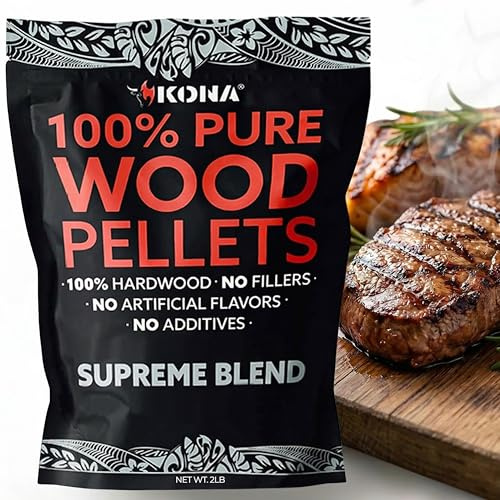 Kona Supreme Blend Smoker Pellets, Intended for Ninja Woodfire Outdoor Grill, 2 lb Resealable Bag