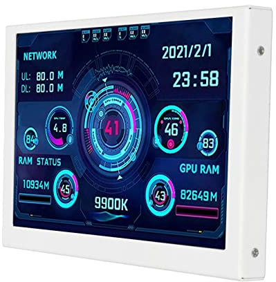 ASHATA 5 Zoll IPS USB Bildschirm, PC CPU GPU Datenmonitor, Computer Temperaturanzeige Typ C Unterbildschirm, PC Sensor Panel Anzeige