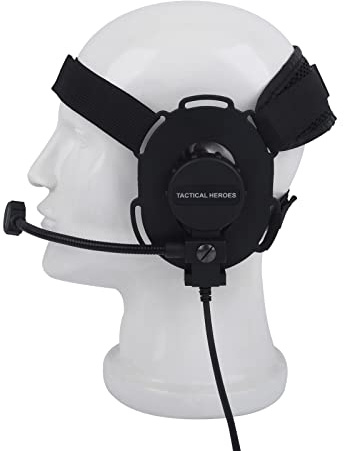 Pdflie Overhead Walkie Talkie Headset with boom Mic, 2 Way Radio Headphone for Z-Tactical Airsoft Civilian Wiring U94, Compatible with Motorola Kenwood Midland Hytera Baofeng Retevis U94 Ptt (Black)
