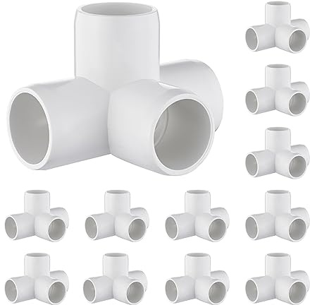 4 Way PVC Fittings 3/4 Inch[12 Pack ], Furniture Grade Pipe Connector Elbow, 4 Way Side Outlet Tee Fittings for All DIY PVC Structure and Frames Building Furniture