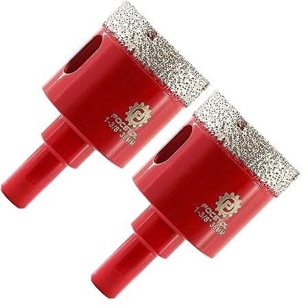 FOCSTOL Diamond Core Drill Bit - 2pcs 35mm Diamond Hole Saw with Round Shank for Porcelain Tile Ceramic Marble Granite