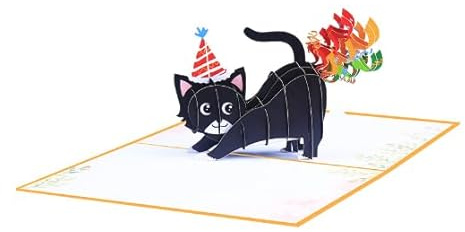 SPDYCESS 3D Pop Up Karte Geburtstag Katze, Geburtstagskarte Lustig Regenbogen Schwarz Katze Pop Up Karte Katze für Katzenliebhaber Geburtstagskarten für Kinder Jungen Mädchen