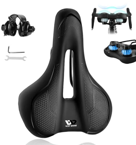 Bike Sattel Premium Universal, 2023 Newest Fahrradsattel Herren Damen Bequem, Mountainbikesättel mit Federung Cityradsättel Memory Schaum für Herren Damen Kinder