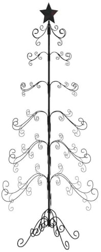 vidaXL Metall Weihnachtsbaum für Dekorationen, Christbaum mit 6 Ebenen, Platzsparend DIY Dekoration, Weihnachtsschmuck Weihnachtsdeko, Schwarz 180cm