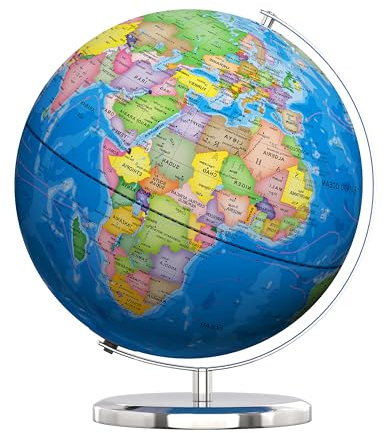 Orionstar 13 Large World Globe with Stand, Educational Globe for Kids Learning, Colorful HD World Map Details, Illuminated Globes Lamp with Stable Heavy Metal Base, LED