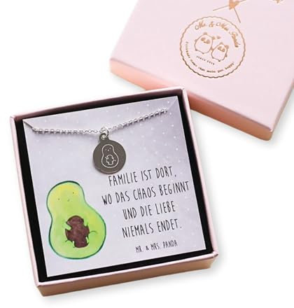 Mr. & Mrs. Panda Halskette Avocado Kern rollt - Geschenk, Luxuskette, Goldkette, Choker, Avocadokern, Love, Collier, Schwanger, Baby, Layering Kette,