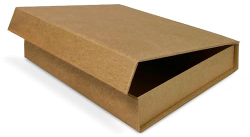 Verpackungswelt Geschenkbox mit Deckel und Magnetverschluss 31x22x5cm für Geburtstage, Hochzeiten, Weihnachten und Geburten in Braun