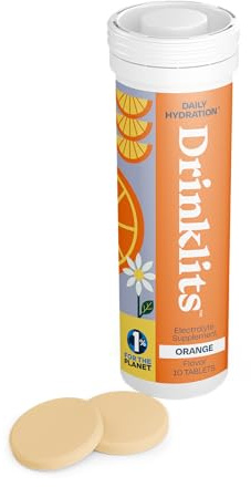 Drinklits Orange Electrolyte Tablets for Hydration | Great Taste - 0g Sugar - Essential Electrolytes - Daily Use | Single Tube (10 Tablets/Servings)