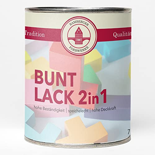 Bamberger Farbwerke Buntlack 2in1, Acryllack für Holz, Metall, Kunststoff (Hellbraun glänzend, 2,5L)