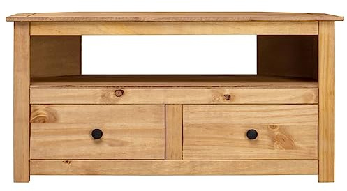 QZZCED Meuble TV d'angle - 93 x 49 x 49 cm - Pin panama massif - Pour salon, chambre à coucher