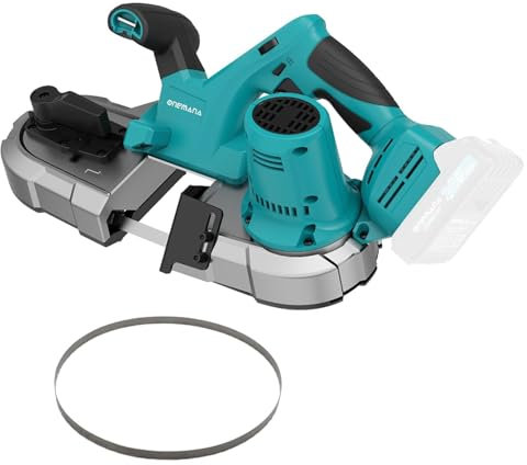 Sega a Nastro Portatile 2.5 Pollici, ONEMANA Sierra de Banda a Bateria con LED 6 Impostazioni di Velocità Nessuna Scintilla Calda Durante il Taglio del Metallo (senza Batteria)