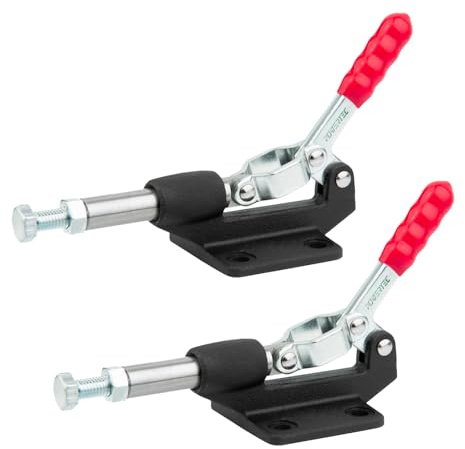 POWERTEC 2PK Push Pull Toggle Clamp, 500lbs Holding Capacity, 305CM Quick Release Push Pull lever Clamp, Stroke Clamp for Welding, Woodworking Jigs and Fixtures, Pocket Hole Jigs, CNC (20318-P2V)