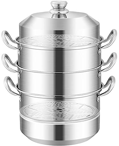 JKJZSALJ Commercial Steamer/Soup Pot 304 Stainless Steel Thickened Large Steam Bun Pot For Cooking And Stewing Induction Cooker
