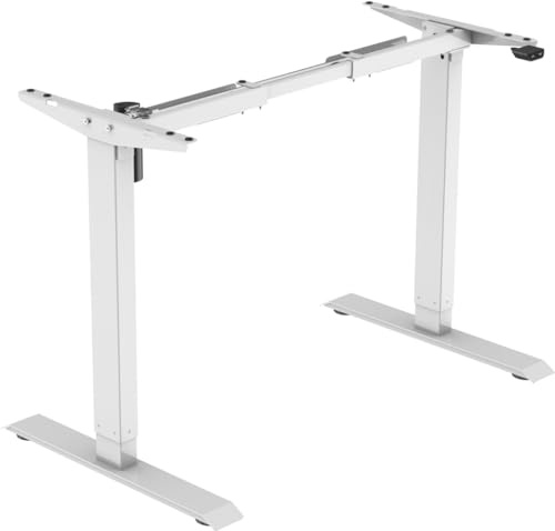 Worktrainer - BasicDesk Höhenverstellbarer Schreibtisch Elektrisch - Höhe 71-121 cm - Breite 85-129 cm - Weiß