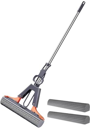 Trapeador de esponja para limpieza de pisos, Trapeador de esponja de PVA | Trapeador con rodillo exprimidor de esponja PVA para limpieza de pisos | Quite la suciedad, el polvo, el pelo, el piso, la es