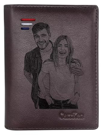FENGHUO Personalisierte Geldbörse für Männer,Geldbörse mit eingraviertem Foto,Brieftasche mit kreativem,persönlichem Motiv,Brieftasche mit dem Namen des Sohnes oder der Tochter,Geschenk zum Vatertag