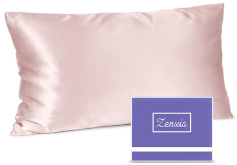 Zenssia Seidenkissenbezug 40x80, 100% Maulbeerseide, Pfirsichrosa, 1 Stück | Echte 19 Momme Seide, Superweich & Atmungsaktiv, Haar- und Hautpflege, Verdeckter Reißverschluss, Luxuriöser Schlafkomfort.