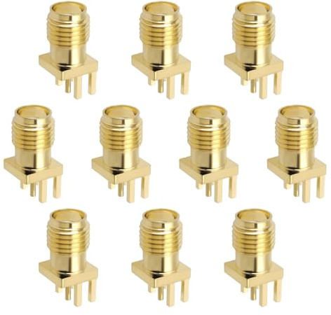 EMSea 10 Stücke SMA-buchse Gerade PCB Montieren RF Stecker Adapter 1,6mm Clip Rand Montieren Buchse Port Stecker RG58 RG142 RG223 Buchse Gold