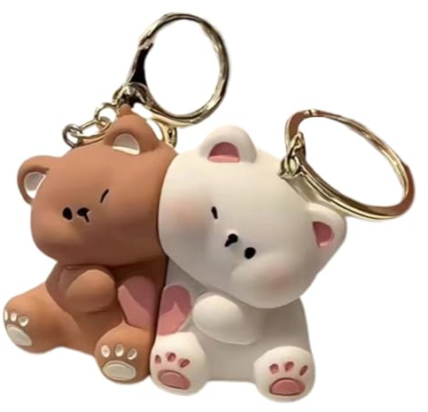 2 Pièces Porte-clés Couples Magnétique Animal - Pendentif Dessin Animé Ours | Accessoires De Sac Élégants Cadeau D'anniversaire Pour Filles Femmes