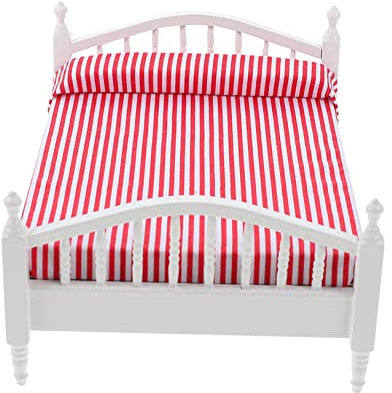 MUSISALY Mini Puppenhaus Doppelbett Deko Puppenstubenmöbel Zubehör Kleines Hausbett-Accessoire Für Puppenhaus-Einrichtung