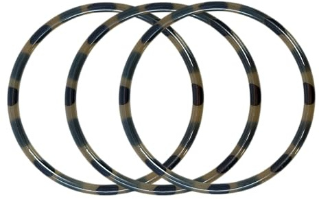 Yvelise Bracelet léopard femme en corne de buffle (Lot de 3) - Jonc fait main au Vietnam - Authentique - Fin