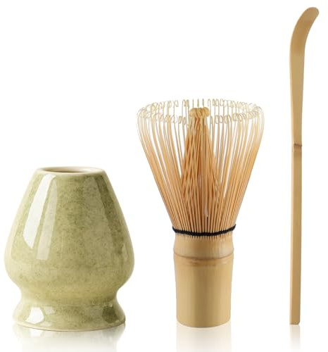 Service à thé matcha avec fouet en céramique, cuillère à thé, kit d'outils pour thé matcha japonais (vert matcha)